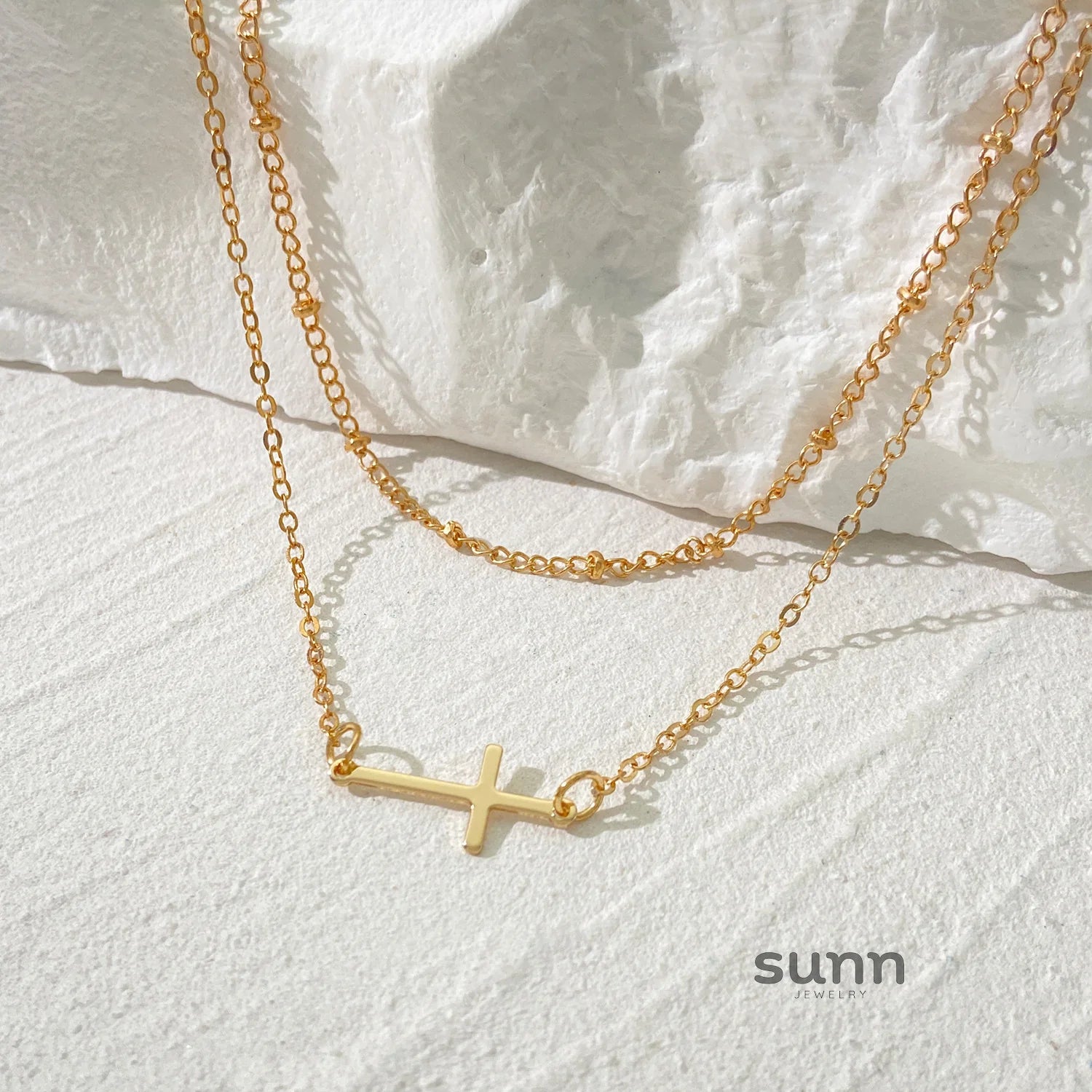 Avelyn Layered Cross Necklace
