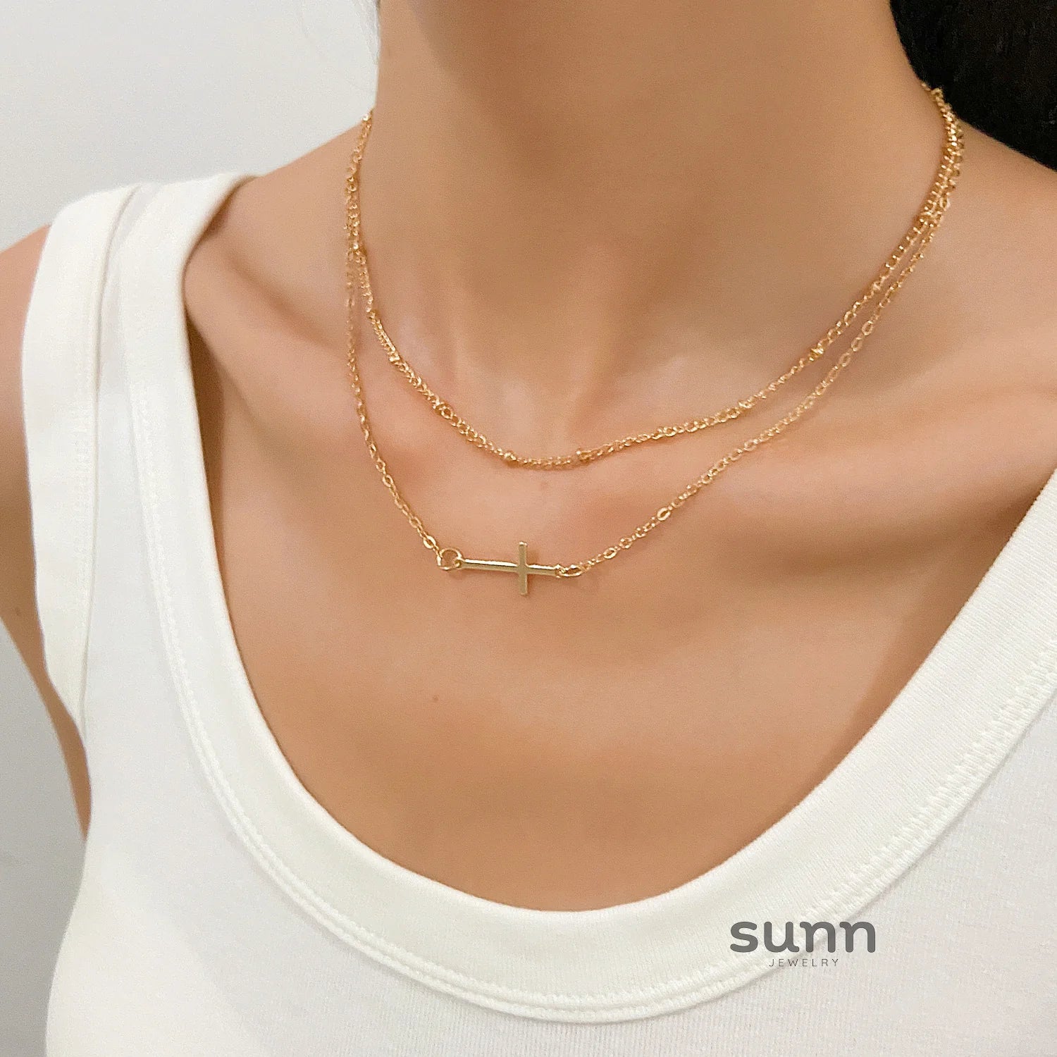 Avelyn Layered Cross Necklace