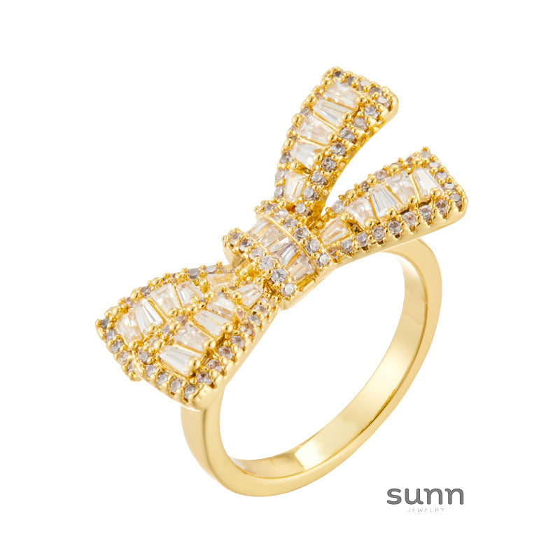 Avelyn Pavé Bow Adjustable Ring [OVTHFRG0]
