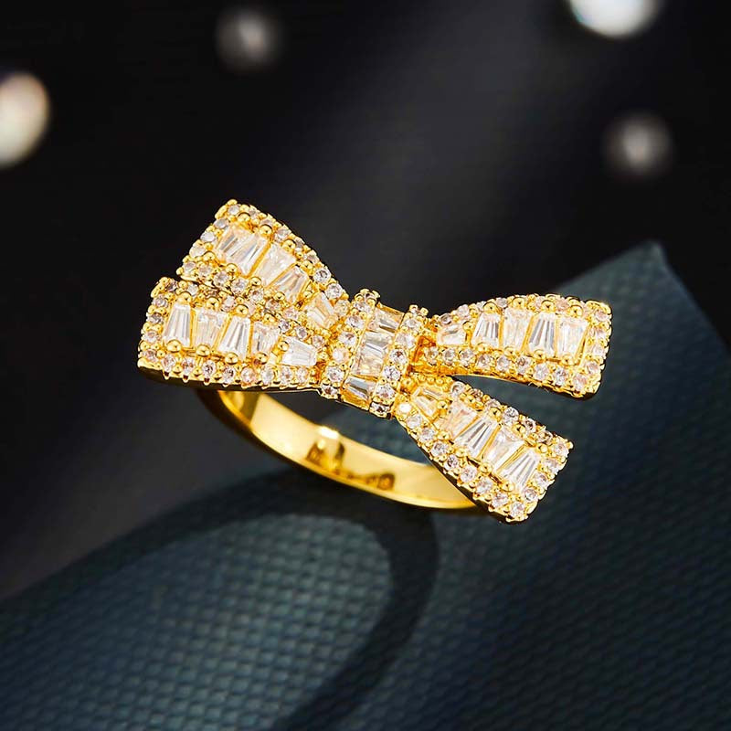 Avelyn Pavé Bow Adjustable Ring [2H9ZAWME]