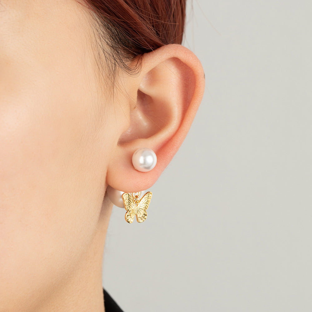 Averie Pearl Butterfly Studs [DQEWP75S]
