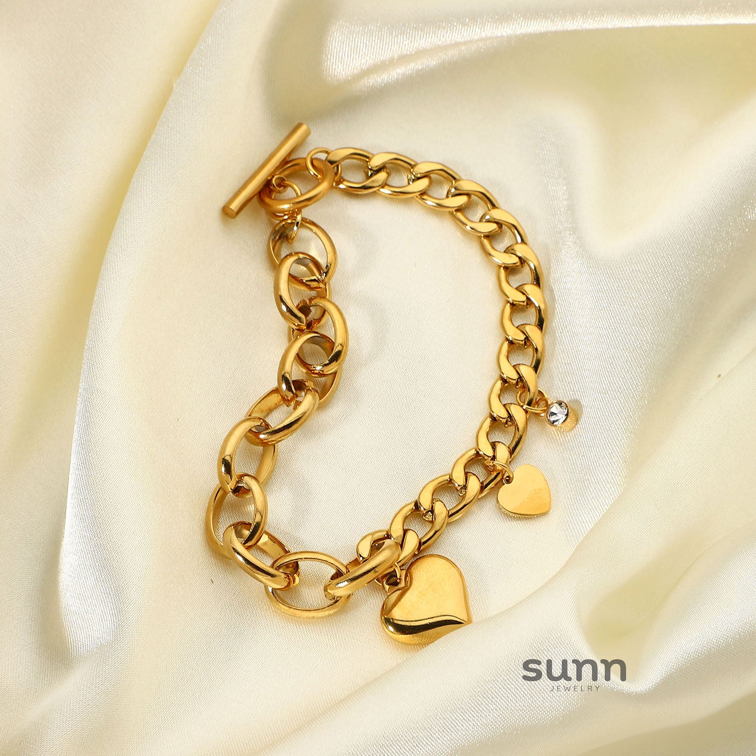 Avielle Zircon Heart Link Bracelet [JFCJ23EZ]