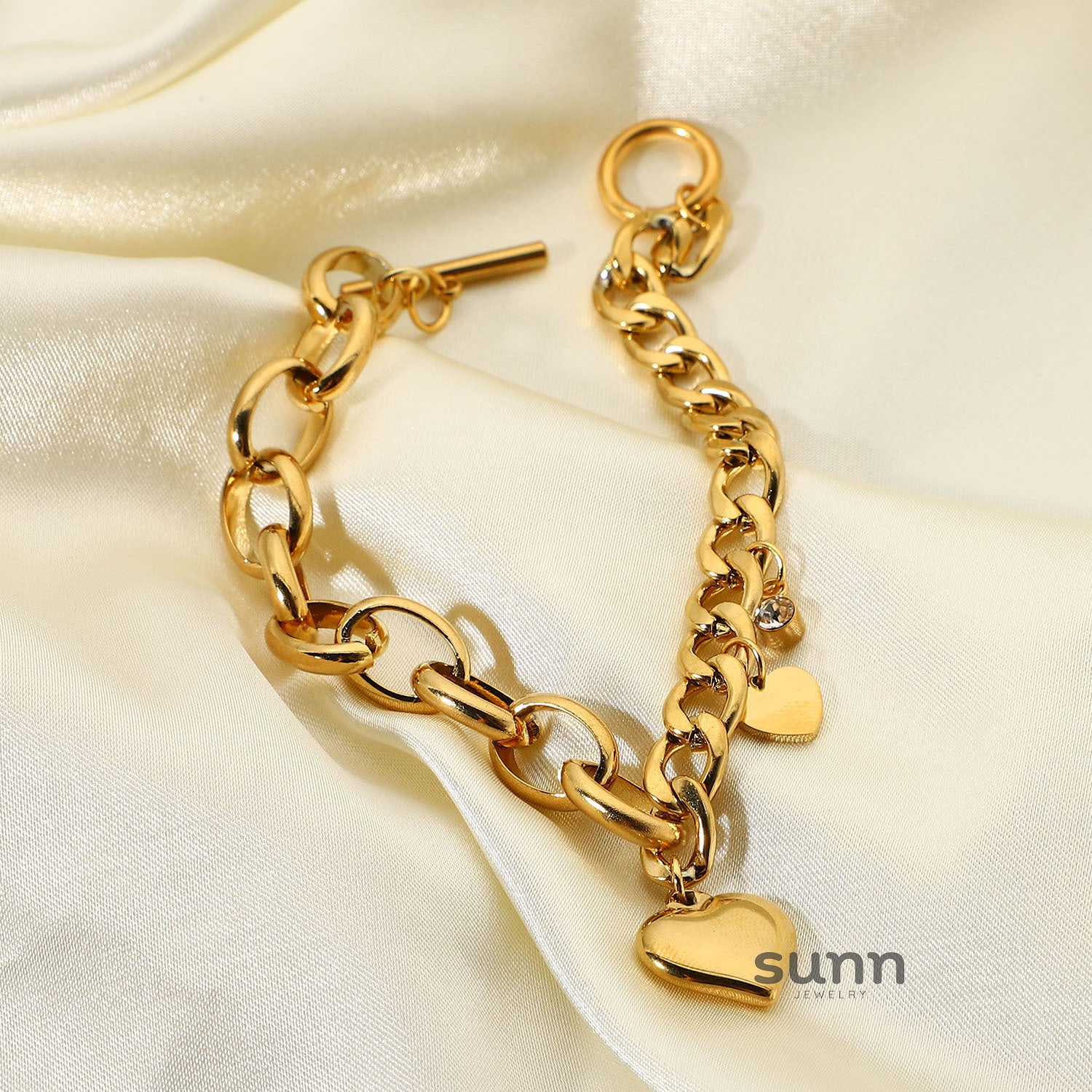 Avielle Zircon Heart Link Bracelet [4495PAAF]