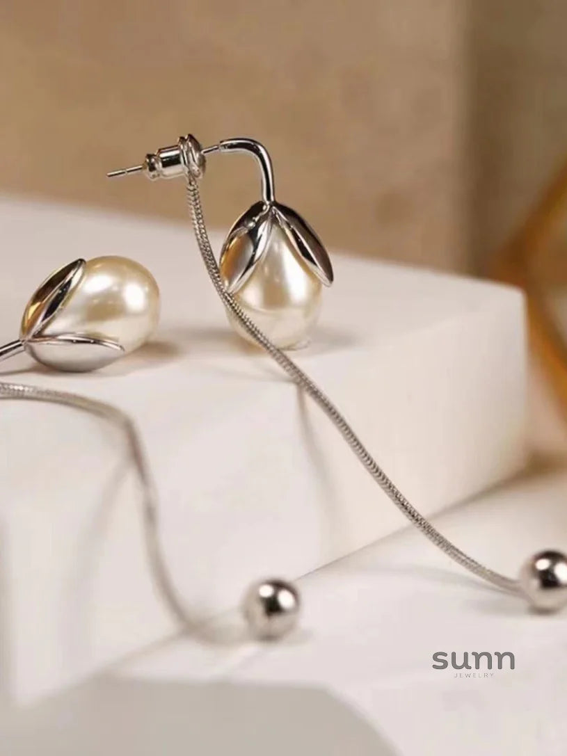 Avika Pearl Linear Drop Earrings