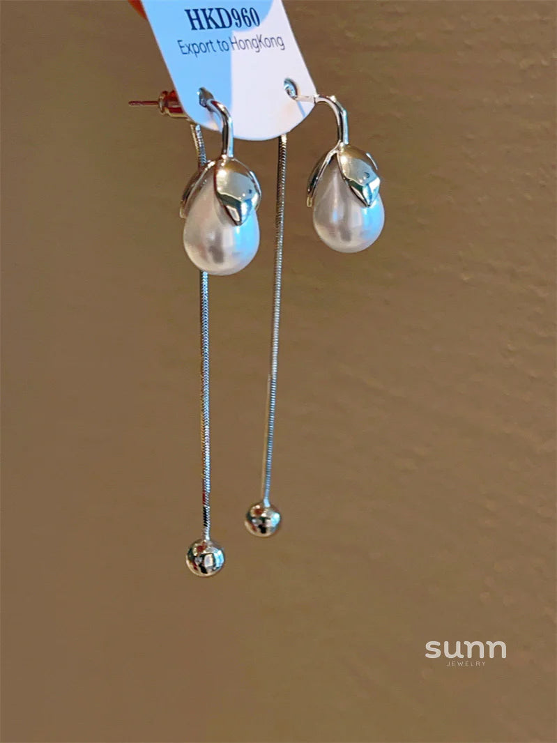 Avika Pearl Linear Drop Earrings