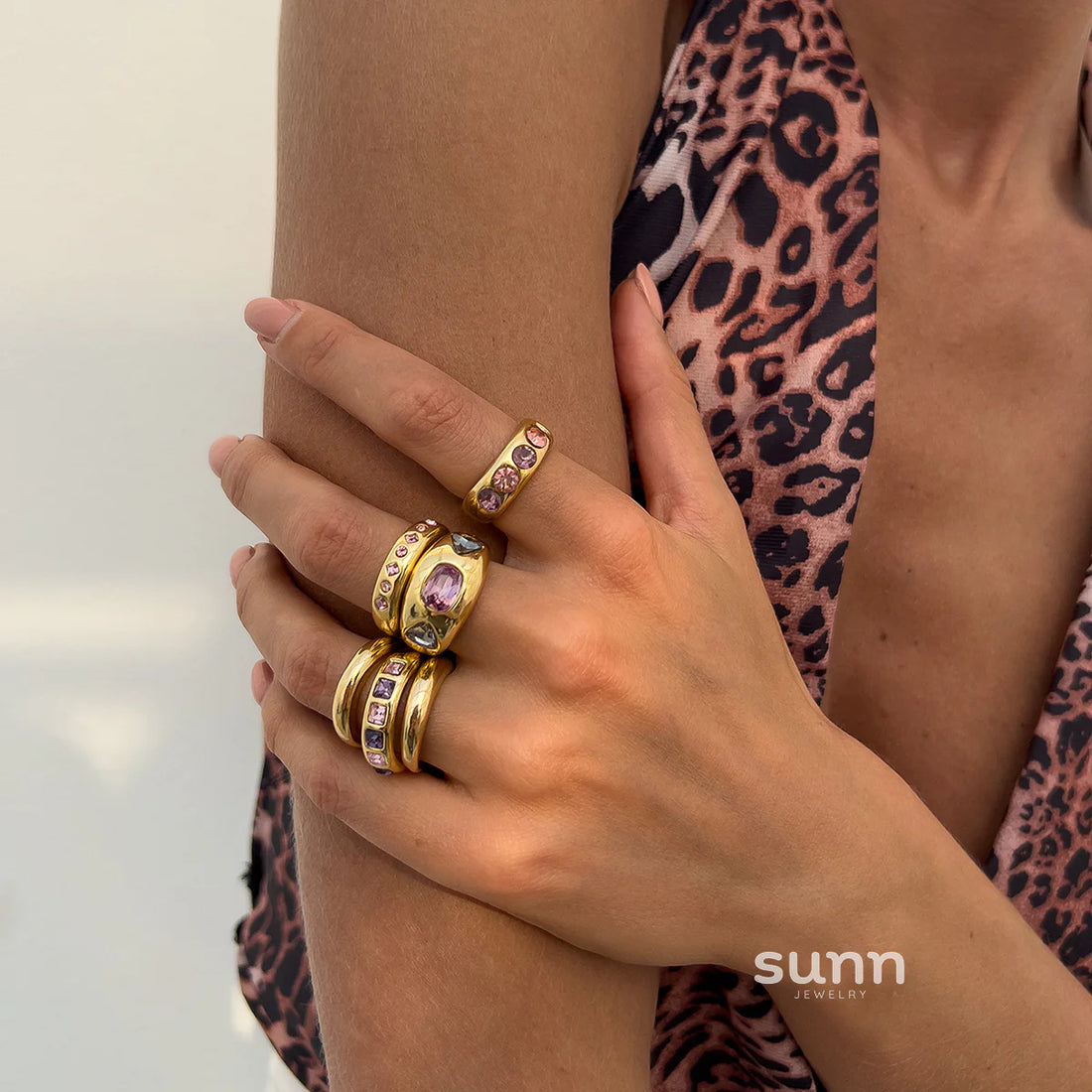 Aylani Dainty Rhinestone Ring Set