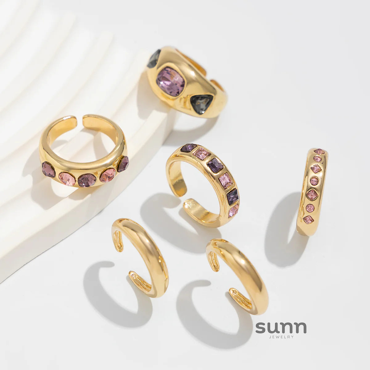 Aylani Dainty Rhinestone Ring Set
