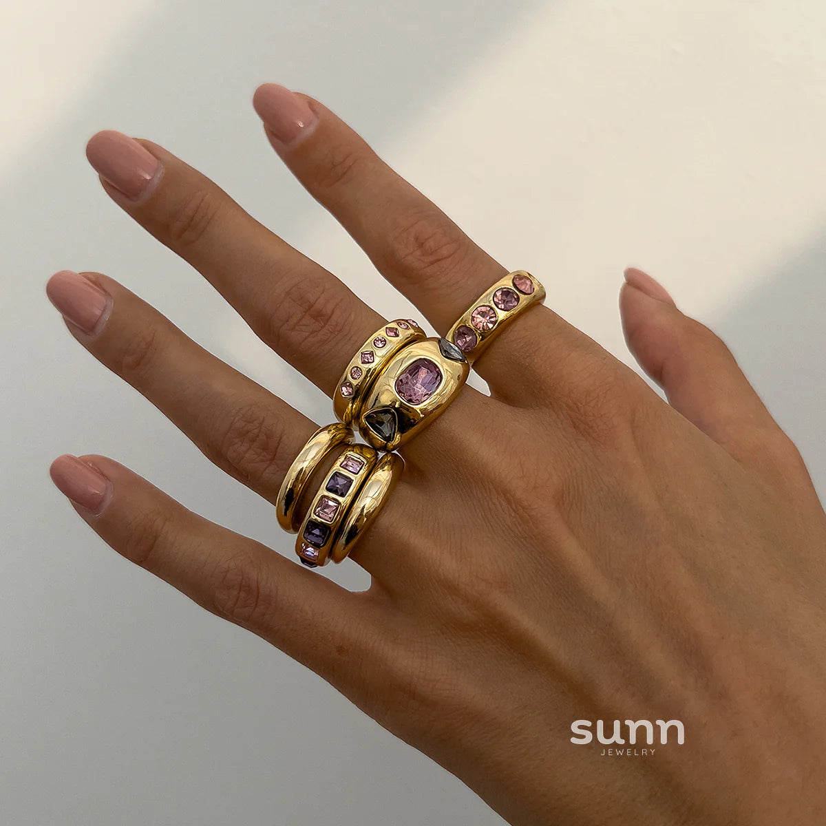 Aylani Dainty Rhinestone Ring Set