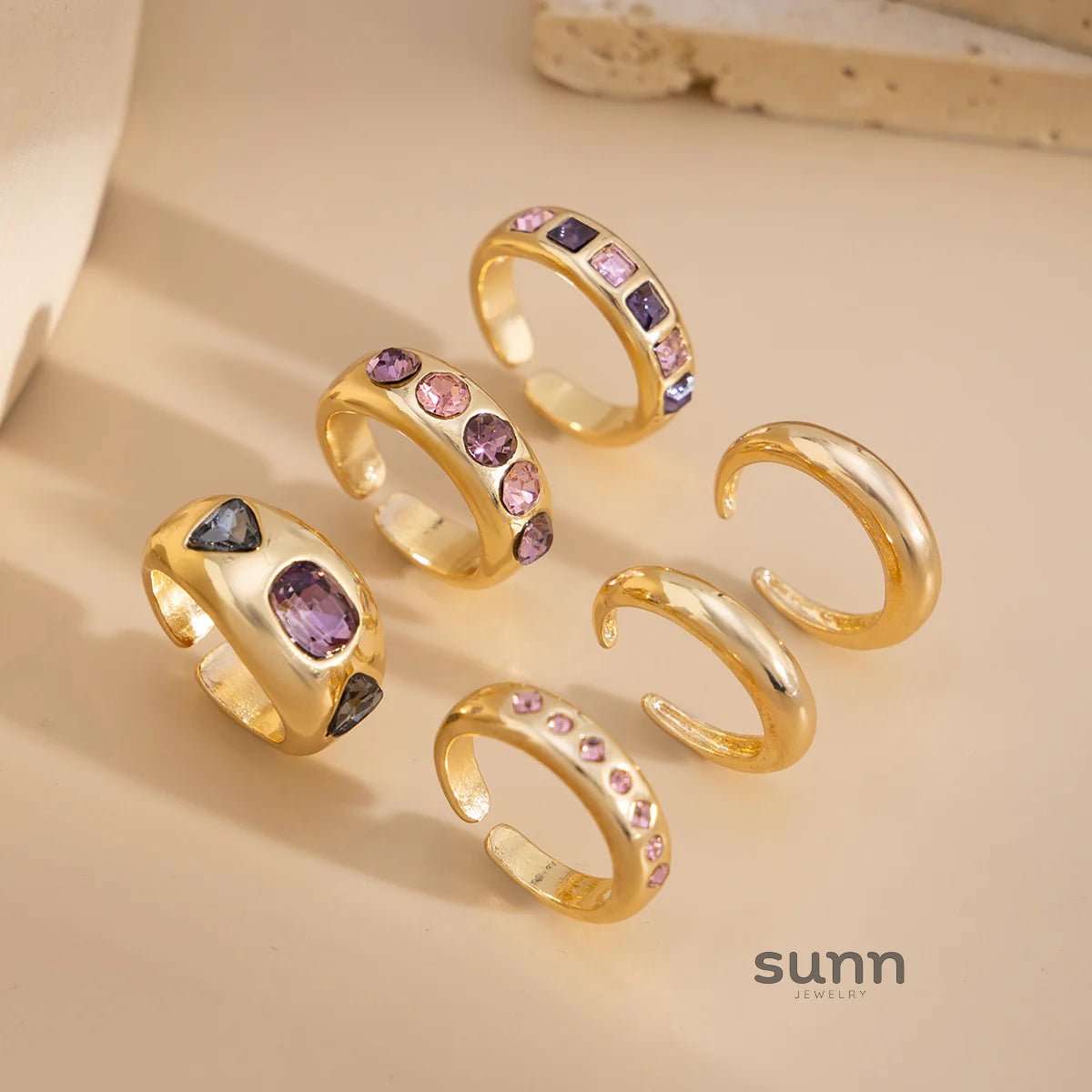 Aylani Dainty Rhinestone Ring Set