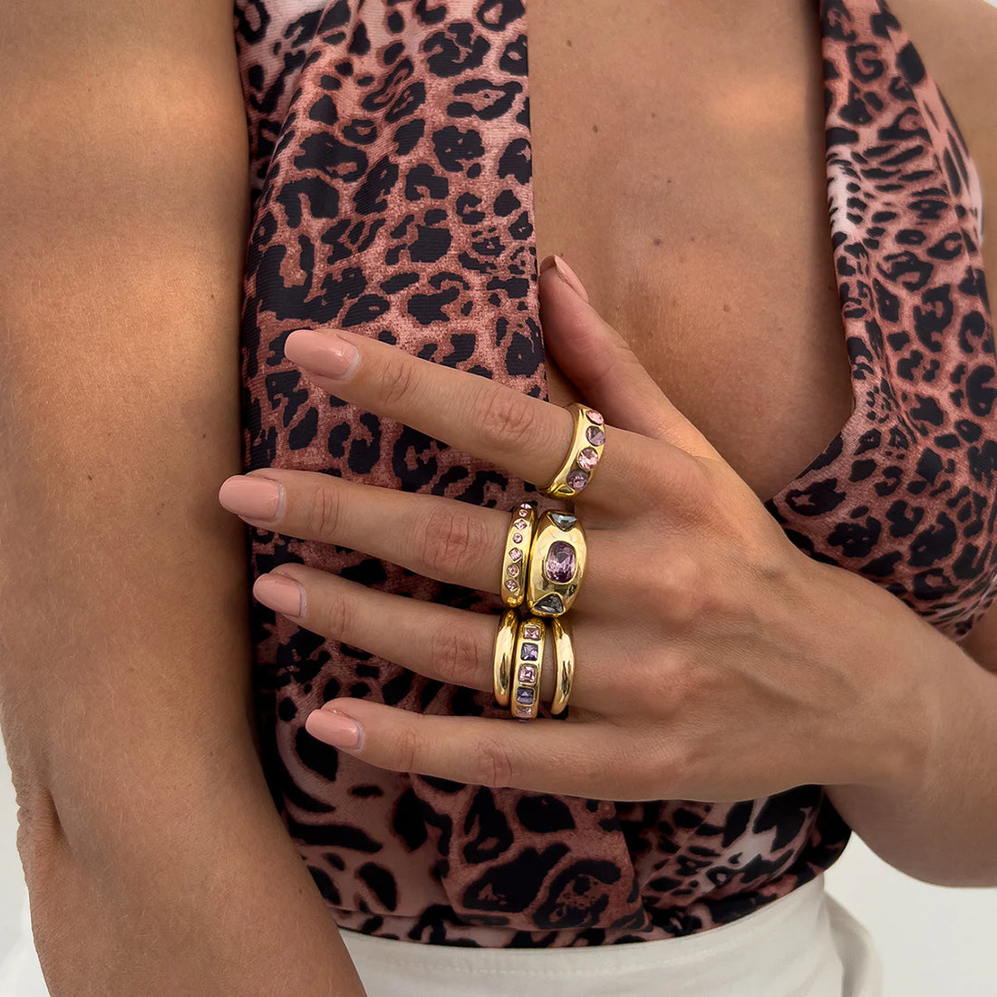 Aylani Dainty Rhinestone Ring Set
