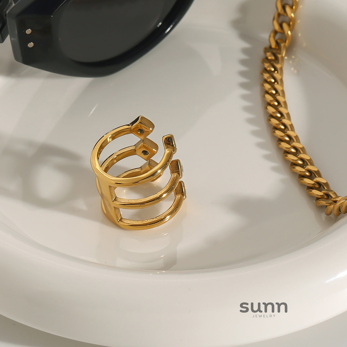 Aylee Geometric Stacked Ring [FBEBWV4B]