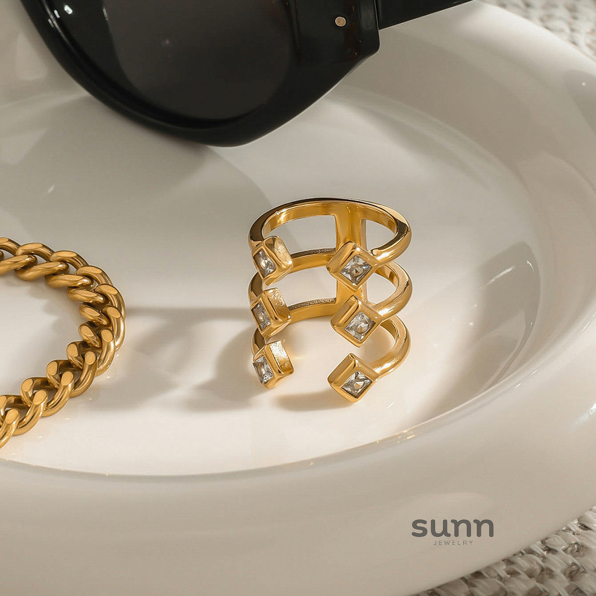 Aylee Geometric Stacked Ring [Q8T9FWG7]