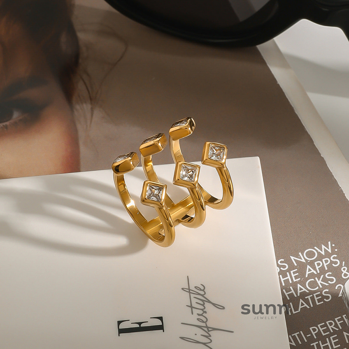 Aylee Geometric Stacked Ring [YETB2YKG]