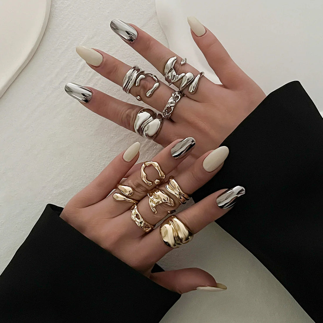 Aylee Irregular Layered Ring Set