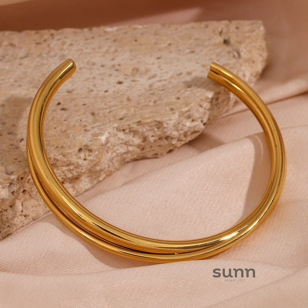 Ayomide Double Layer Cuff Bracelet [STXL8VUH]