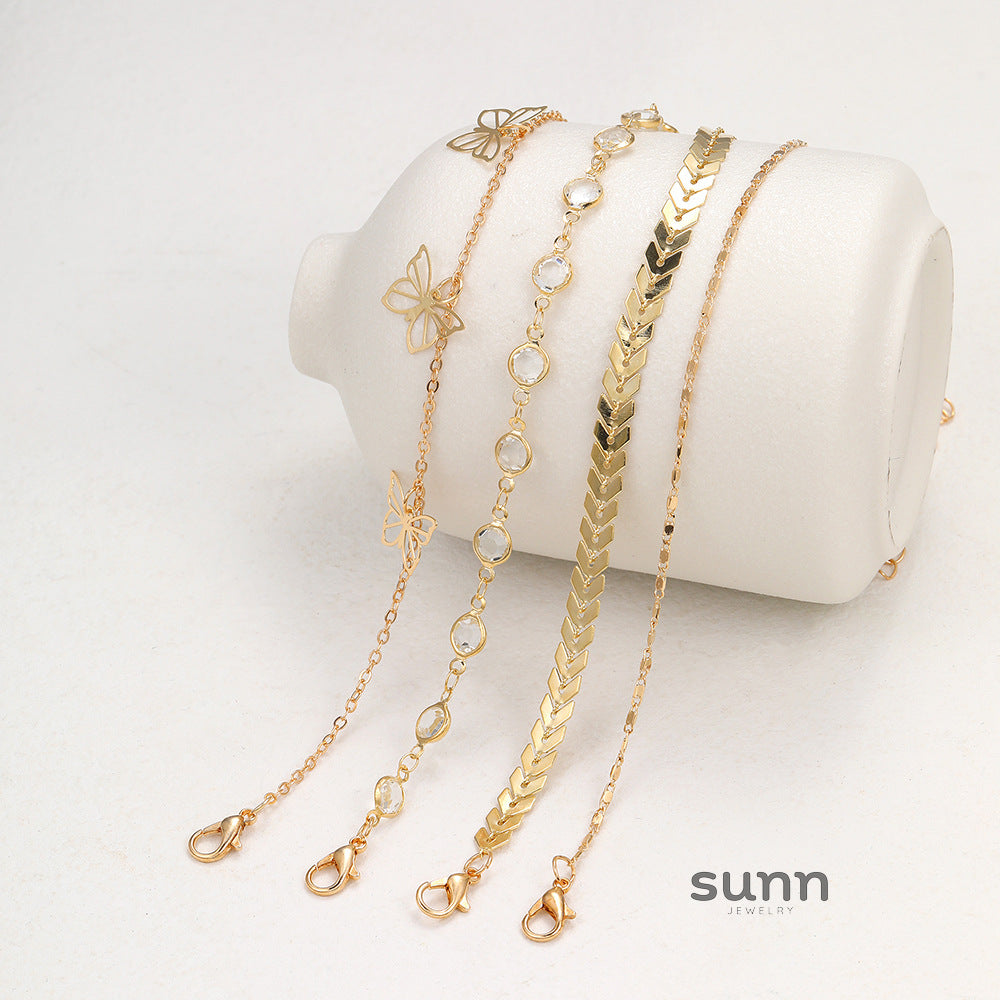 Ayva Layered Chain Anklet Set [Y2VZFCIQ]