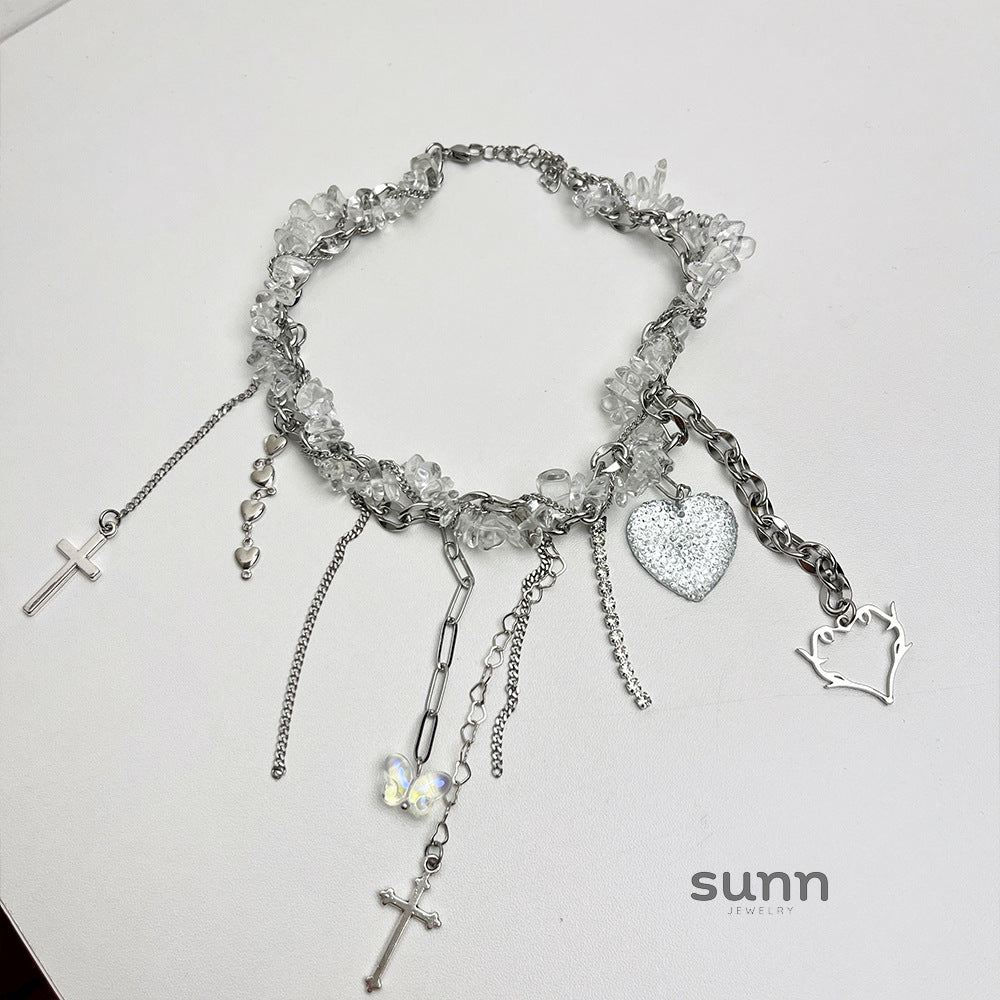 Ayvah Crystal Heart Charm Necklace [FZXZH10S]
