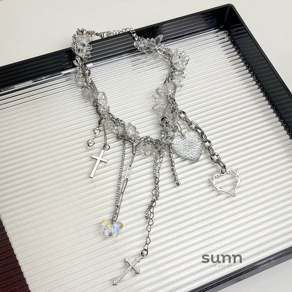 Ayvah Crystal Heart Charm Necklace [2P3S0K2H]