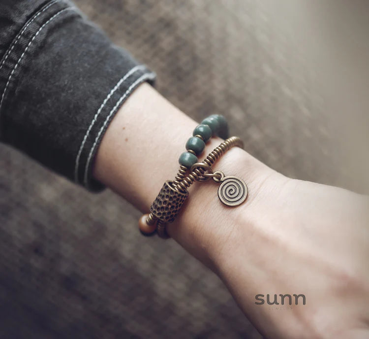 Azaliah Green Bodhi Bead Bracelet