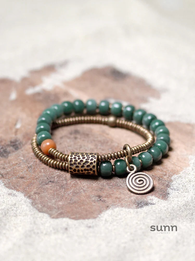 Azaliah Green Bodhi Bead Bracelet