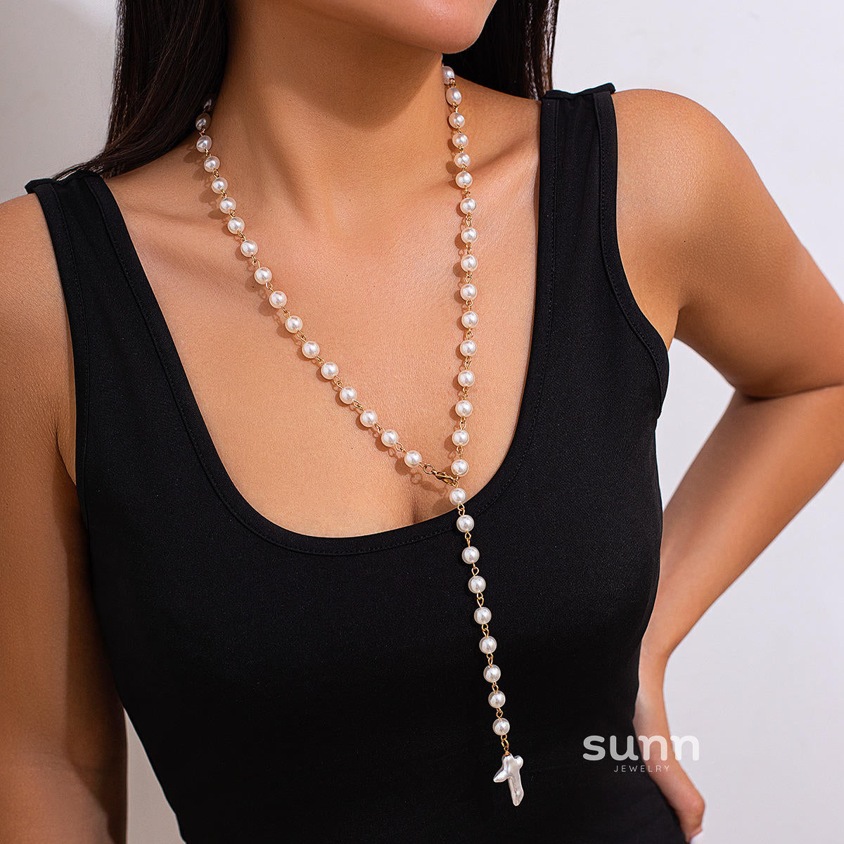 Azaliah Pearl Heart Tassel Necklace [R58ASEOP]