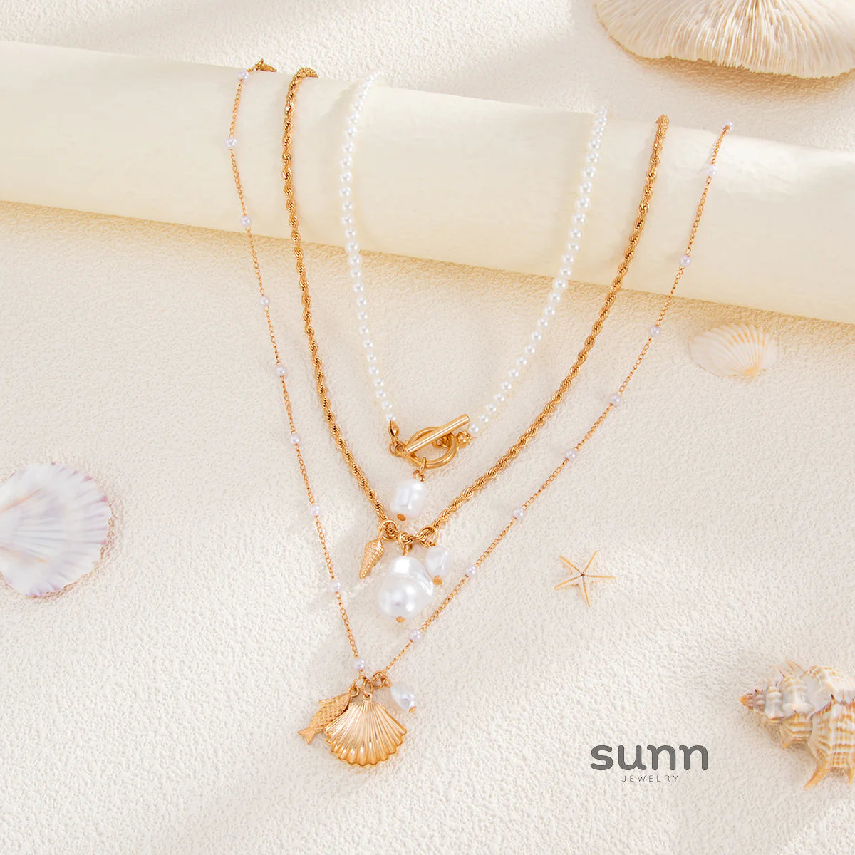Azaria Layered Pearl Necklace Set