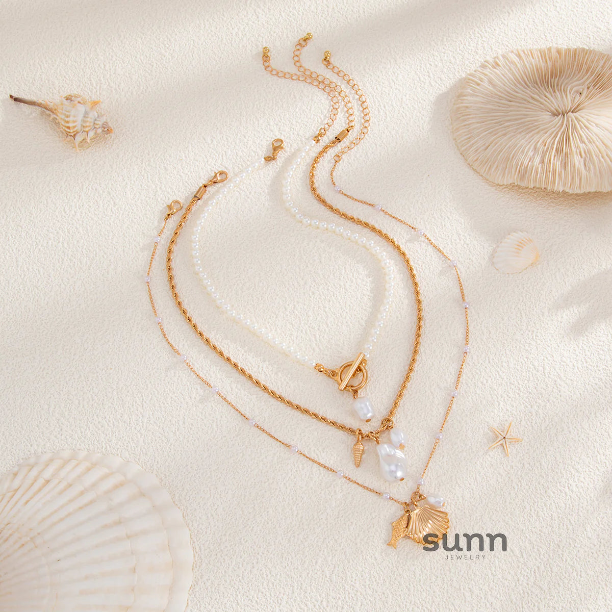 Azaria Layered Pearl Necklace Set