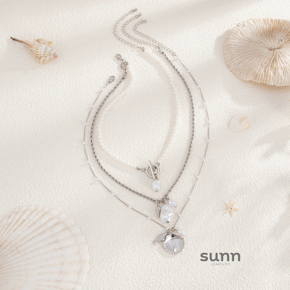 Azaria Layered Pearl Necklace Set