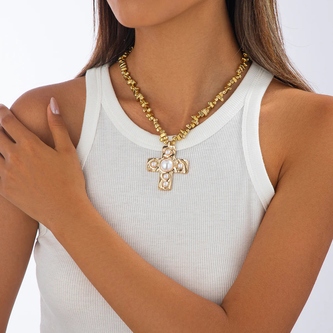 Azrael Irregular Cross Necklace
