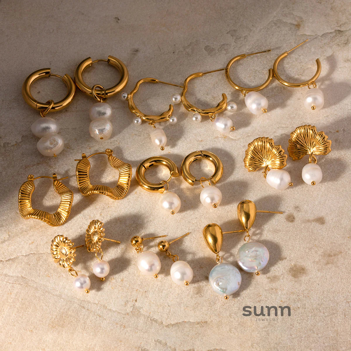 Azure Freshwater Pearl Hoops