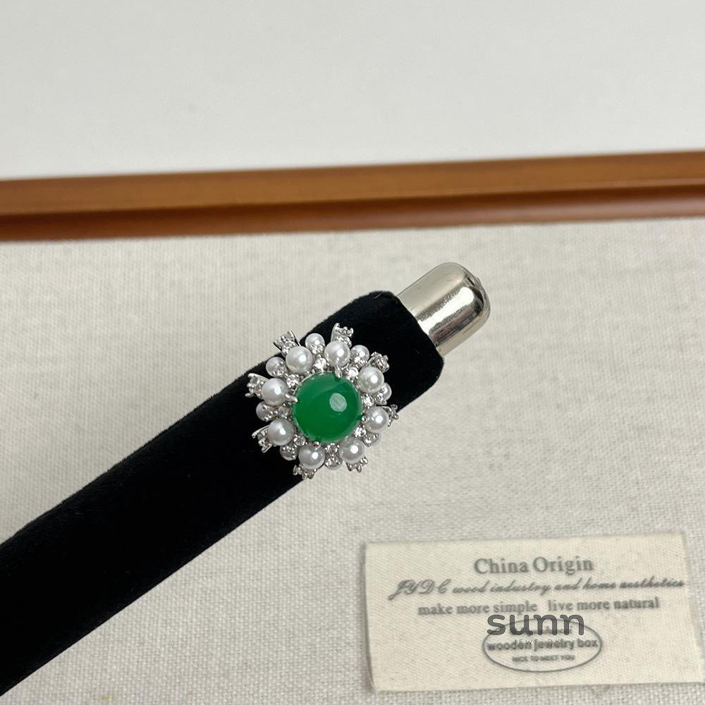 Azure Regal Emerald Pearl Ring [1PBQ8LB1]