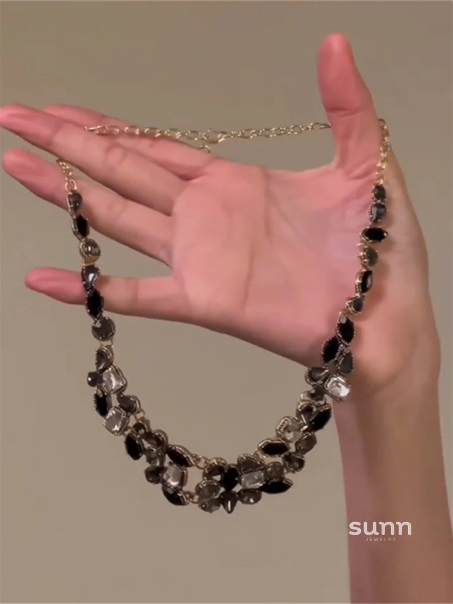 Baileigh Black Rhinestone Choker