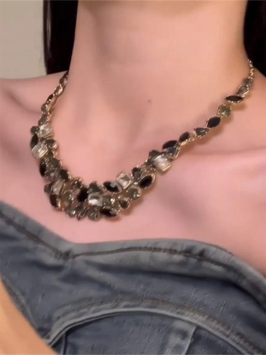 Baileigh Black Rhinestone Choker
