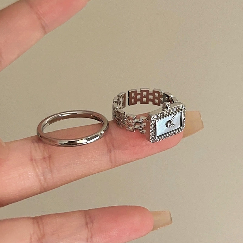 Baileigh Silver Timepiece Ring [K8G19E5E]