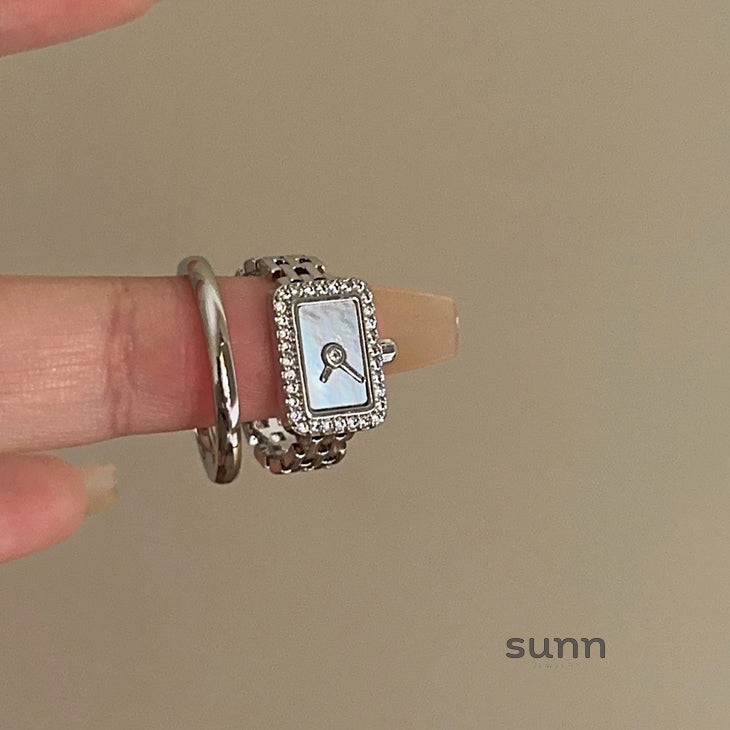 Baileigh Silver Timepiece Ring [E12B8ZBX]
