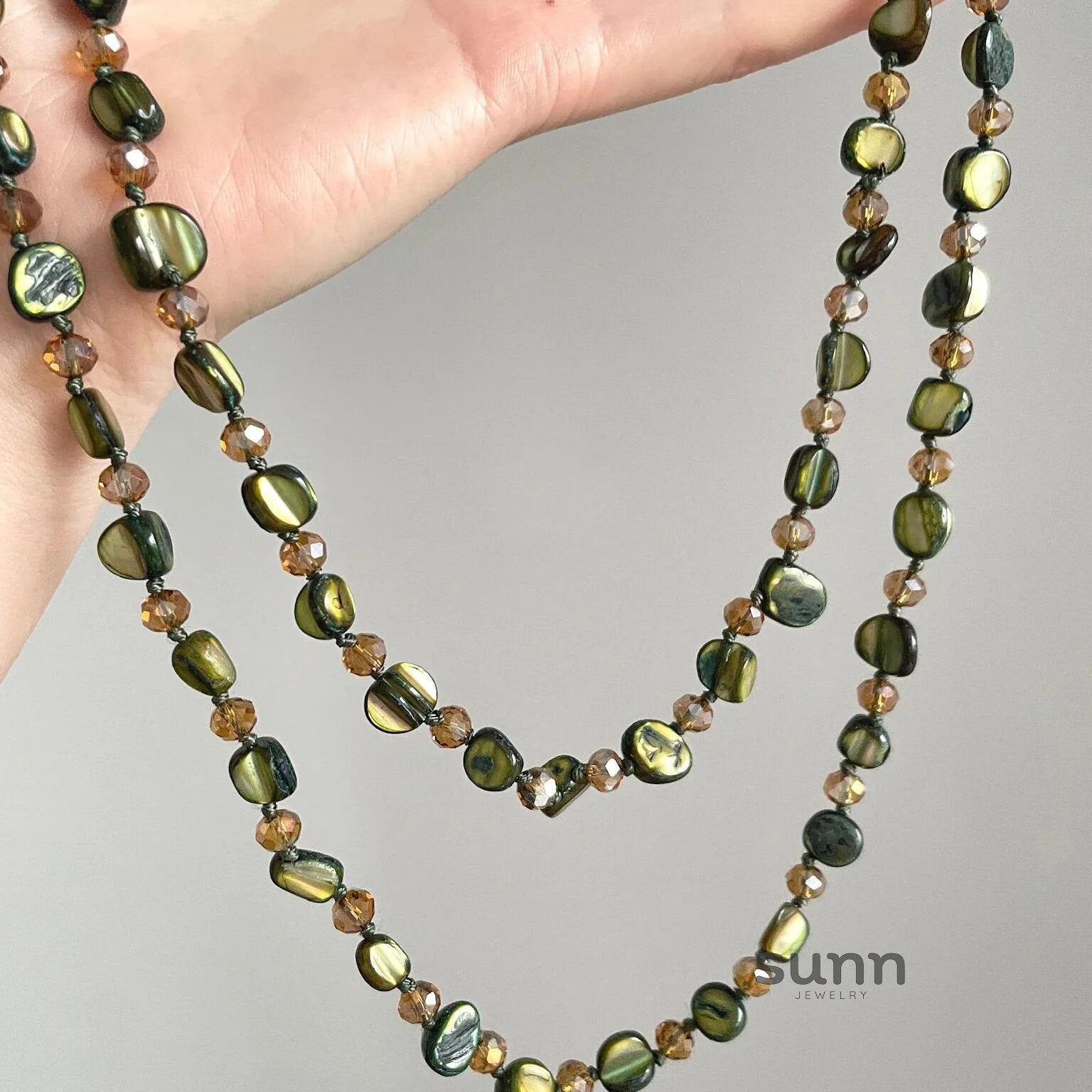 Bayan Green Shell Strand Necklace