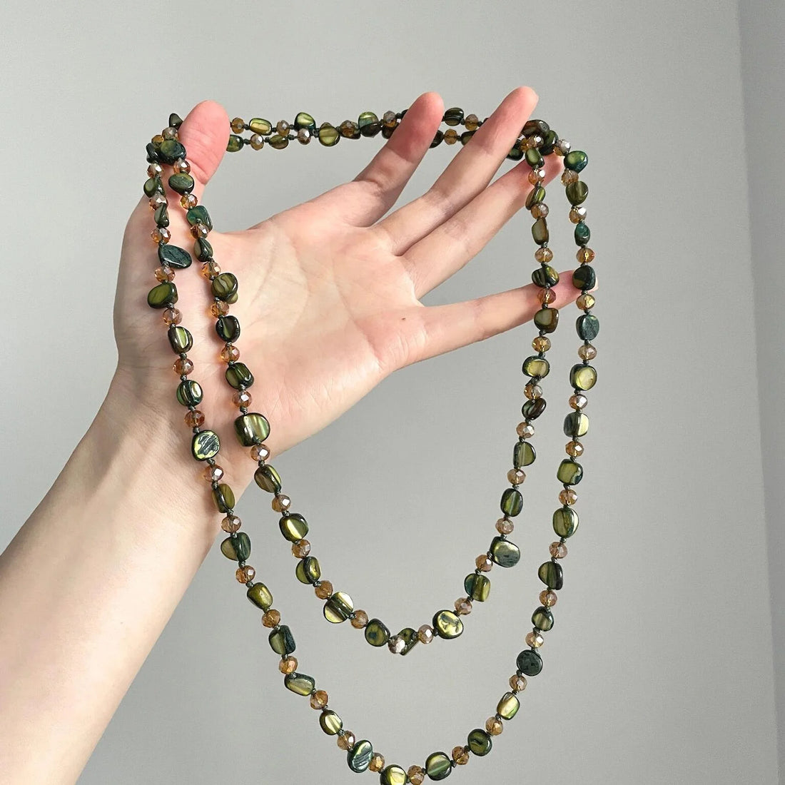 Bayan Green Shell Strand Necklace