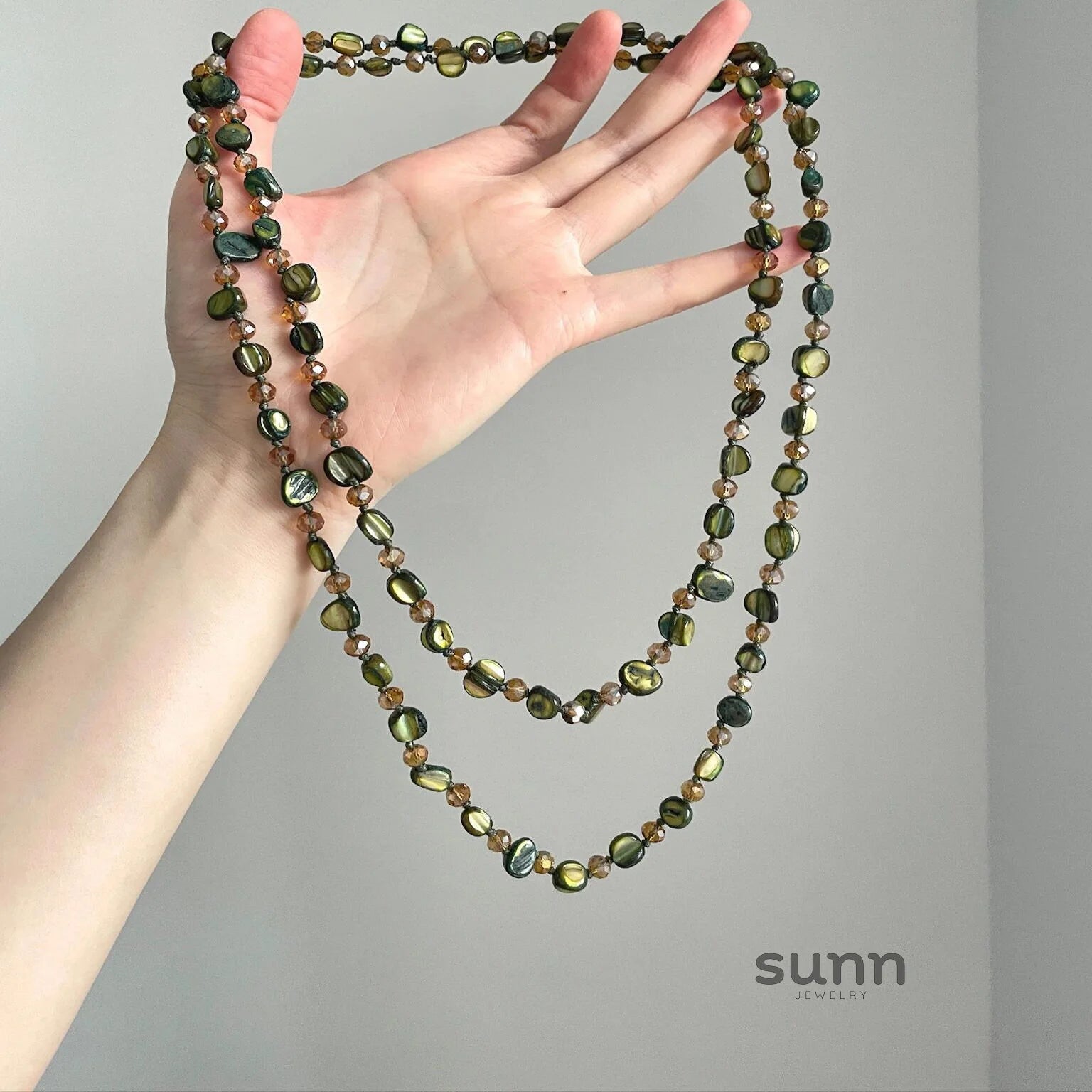 Bayan Green Shell Strand Necklace