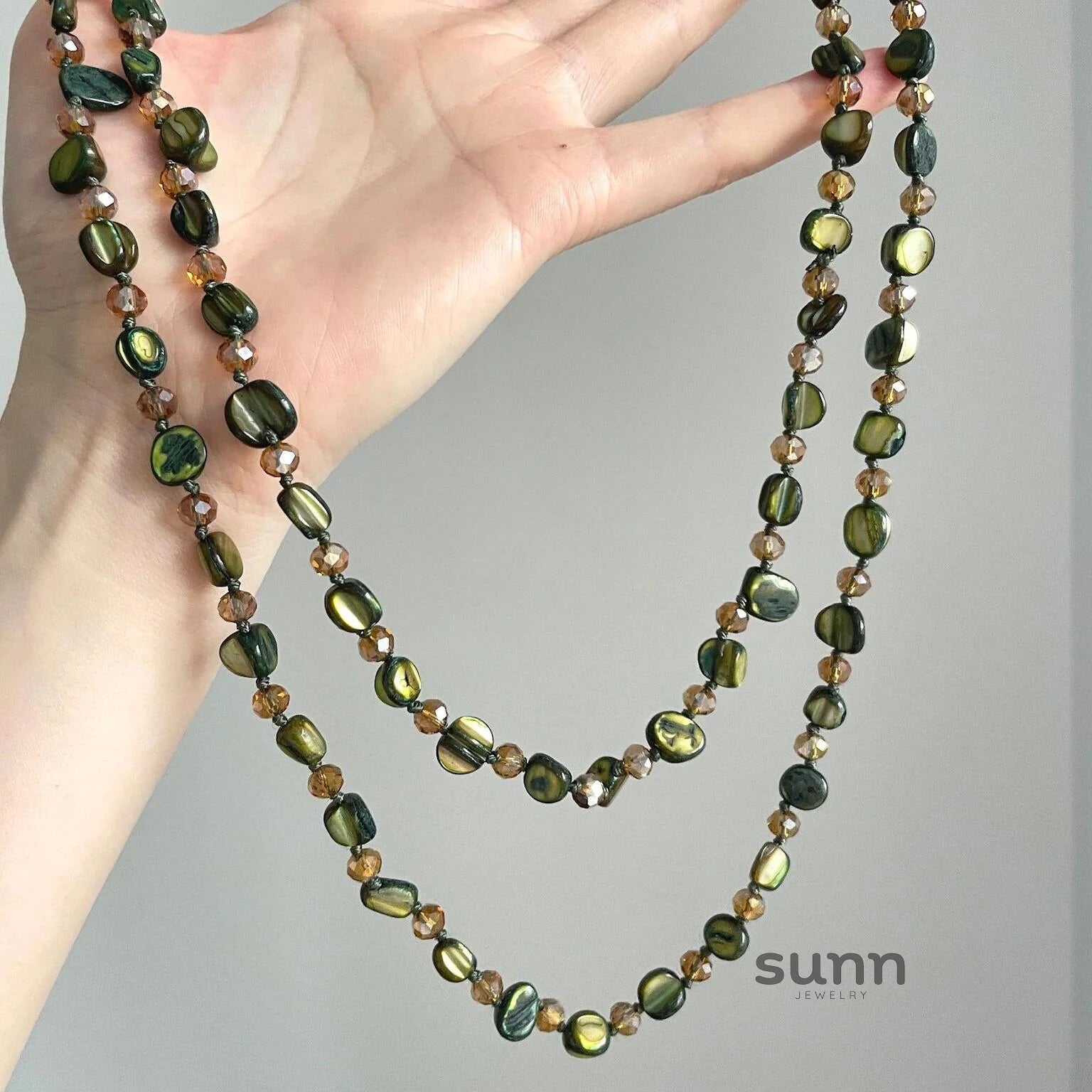 Bayan Green Shell Strand Necklace