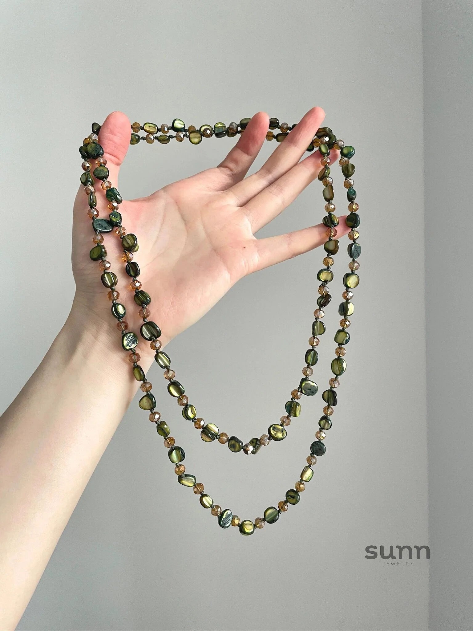 Bayan Green Shell Strand Necklace