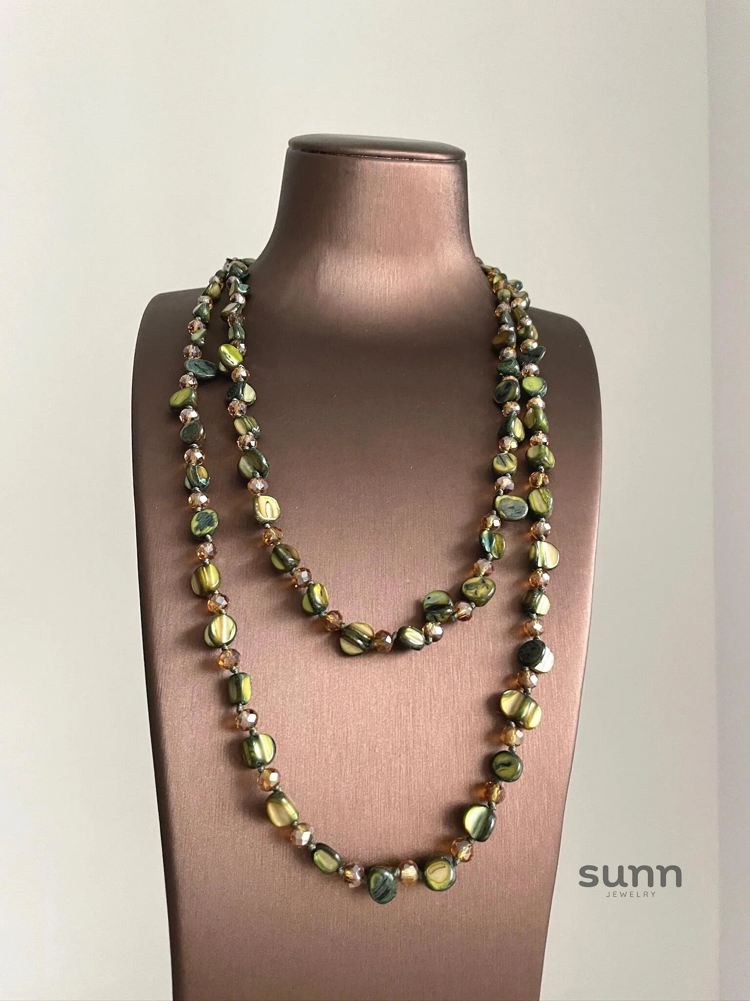 Bayan Green Shell Strand Necklace