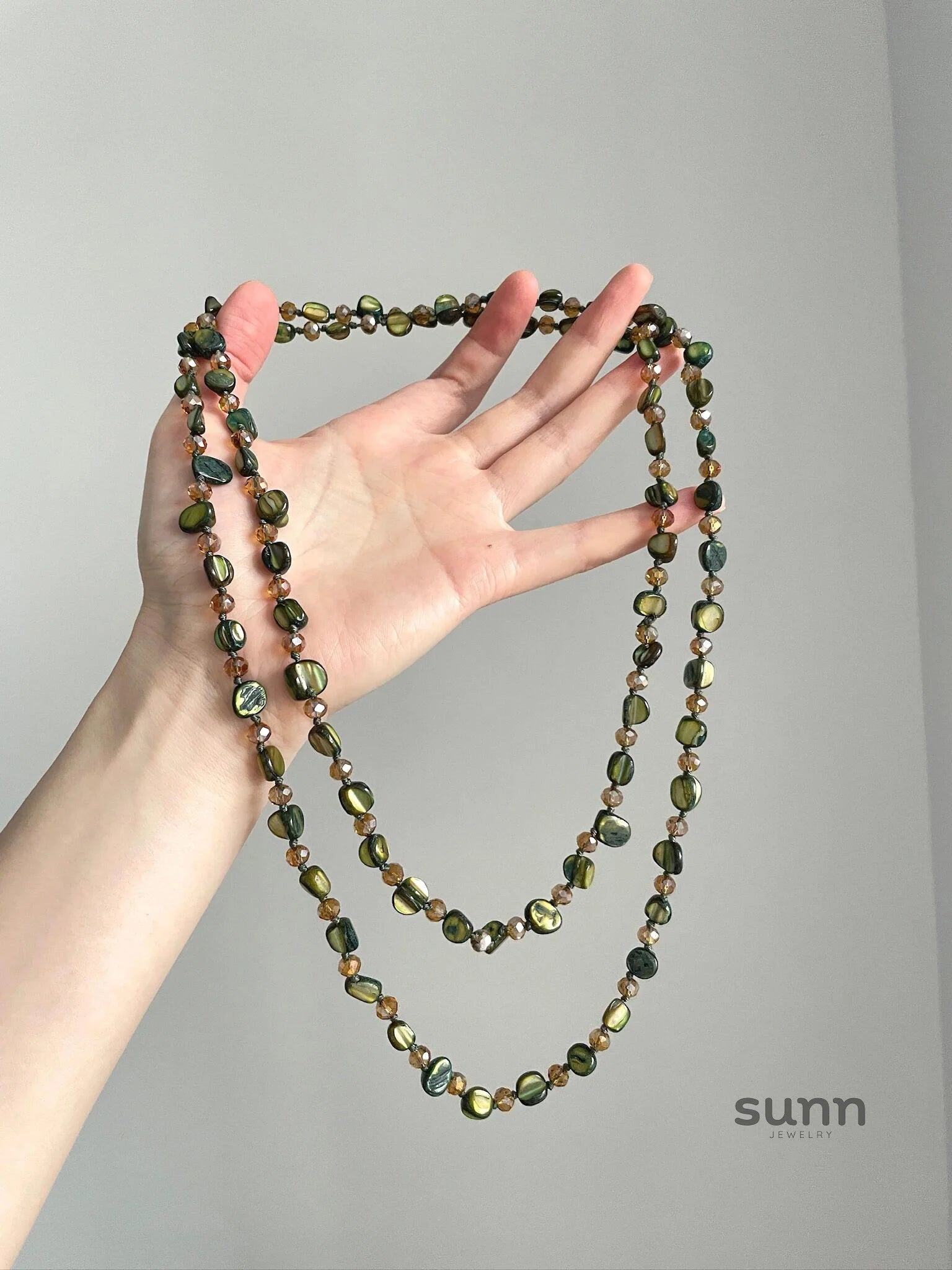 Bayan Green Shell Strand Necklace