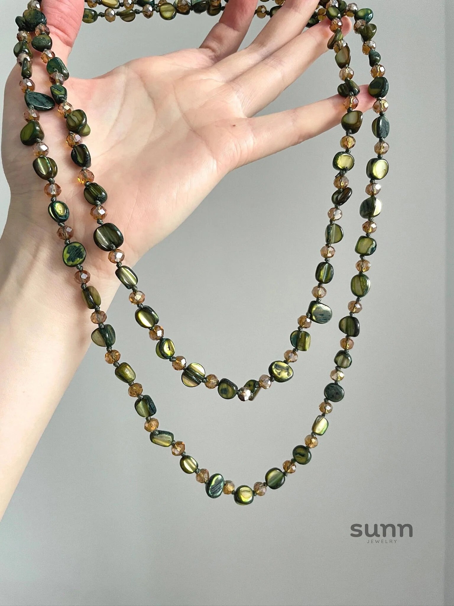 Bayan Green Shell Strand Necklace