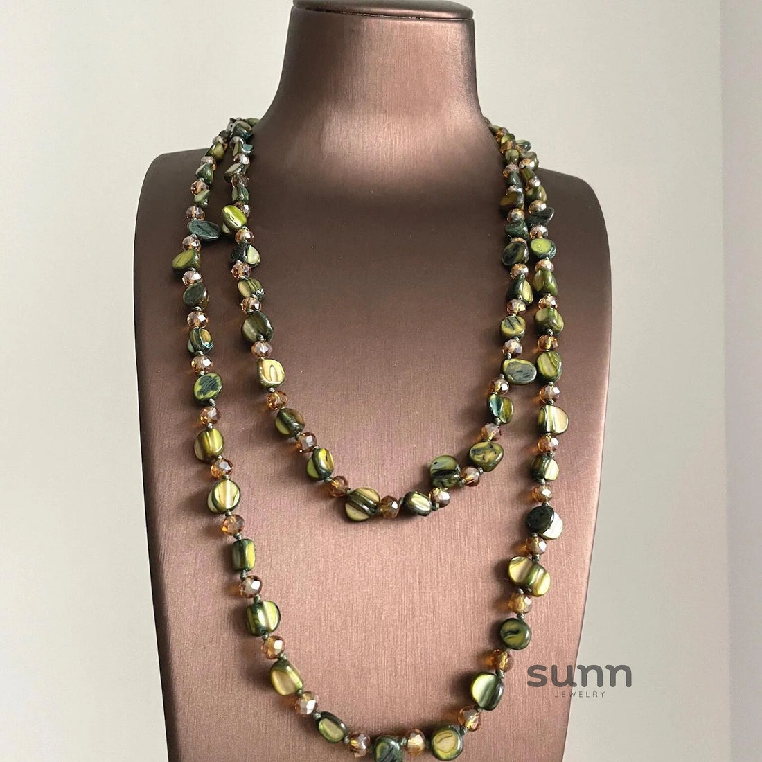 Bayan Green Shell Strand Necklace