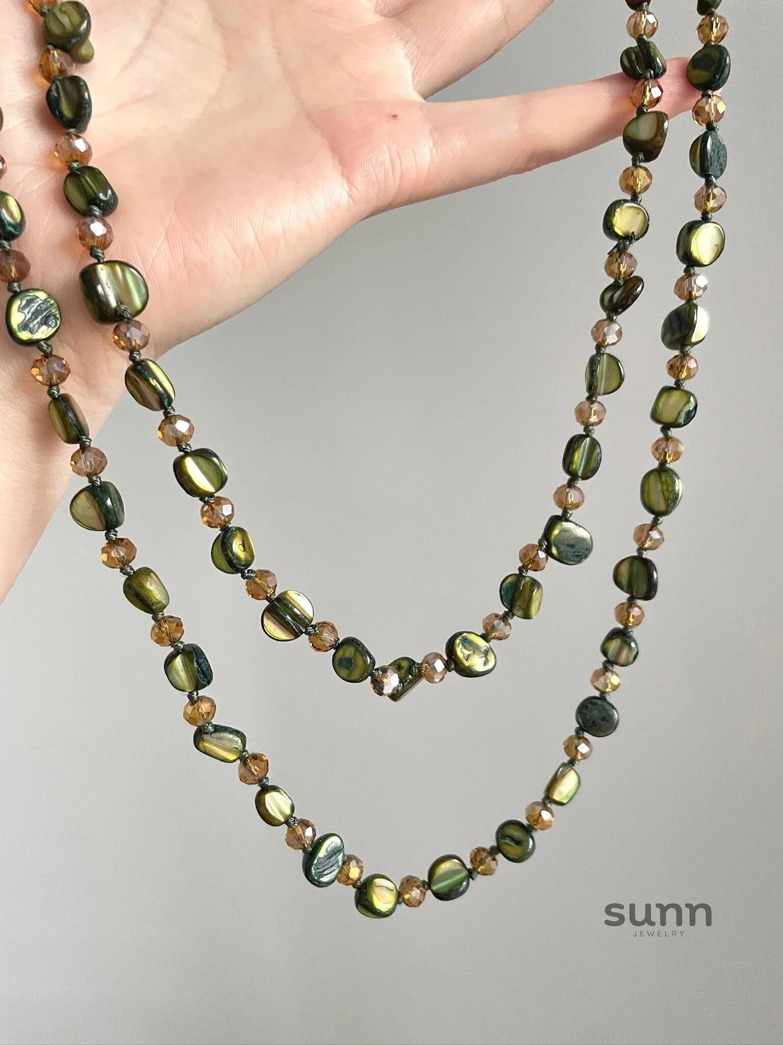 Bayan Green Shell Strand Necklace