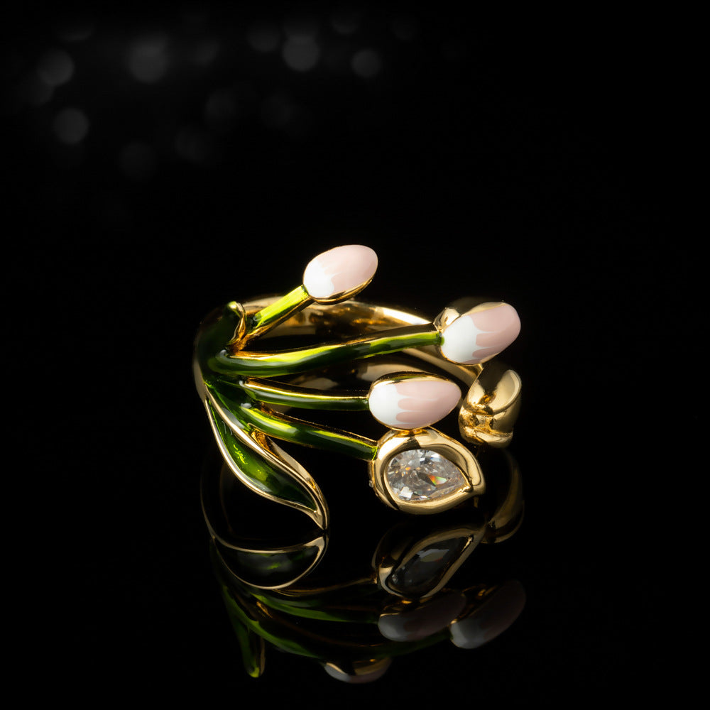 Bayla Enamel Tulip Open Ring [WZ62884A]