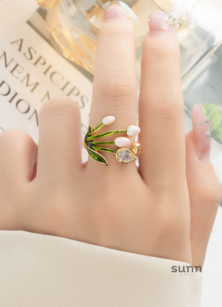 Bayla Enamel Tulip Open Ring [F2UMA6D6]