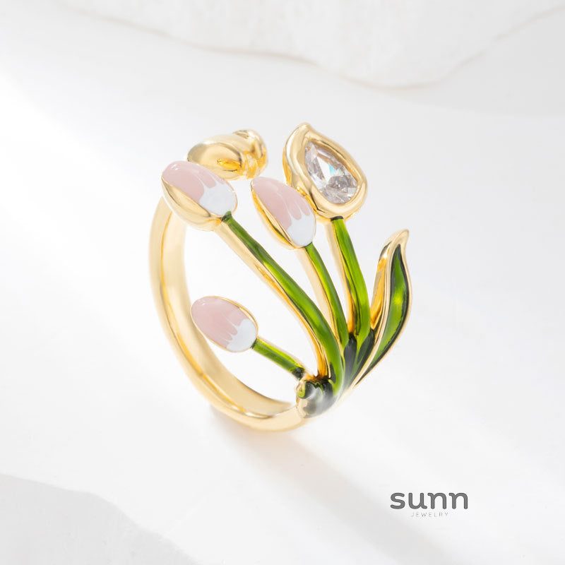 Bayla Enamel Tulip Open Ring [WZ62884A]