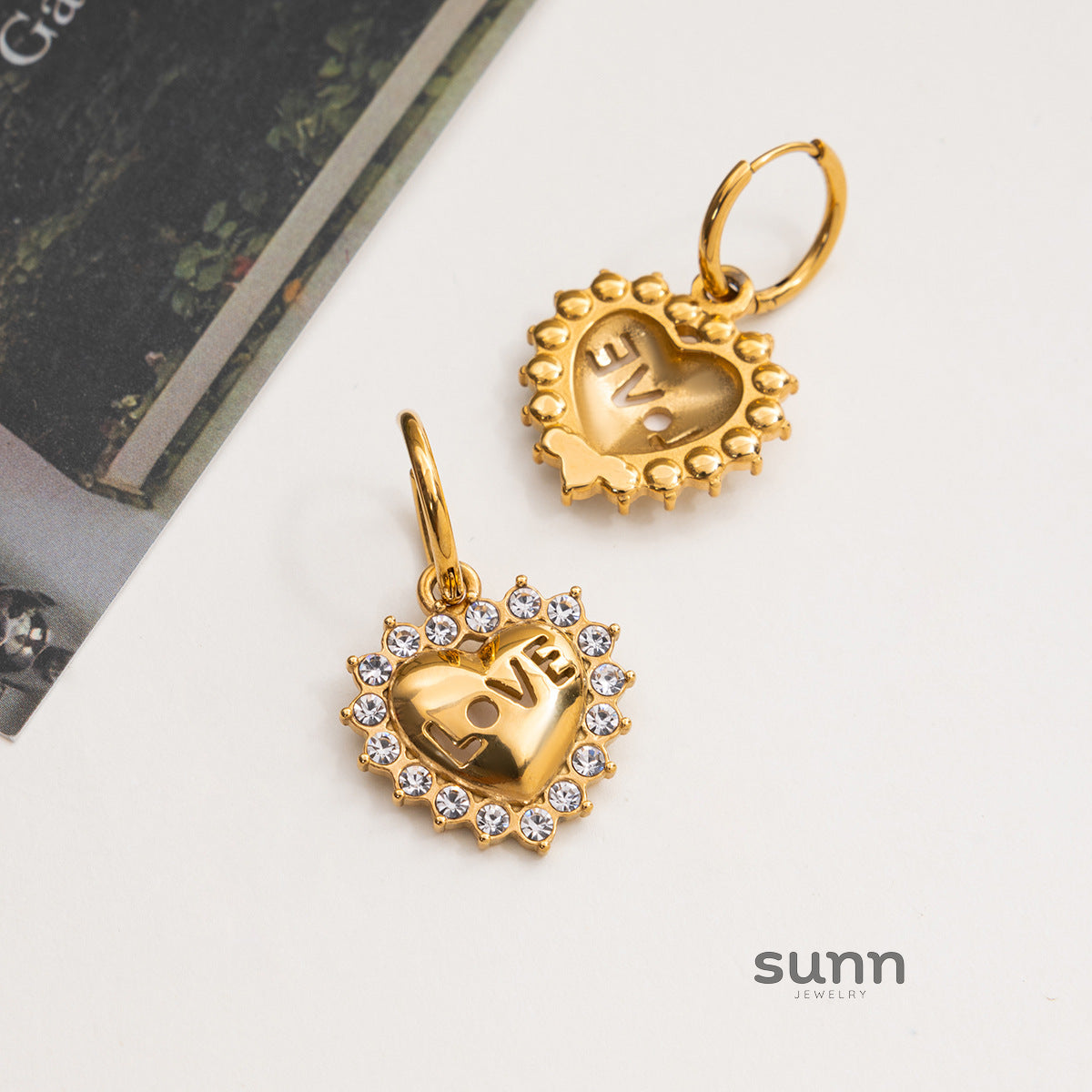 Bayla Stainless Steel Heart Stud Earrings [S1GGJ5CK]