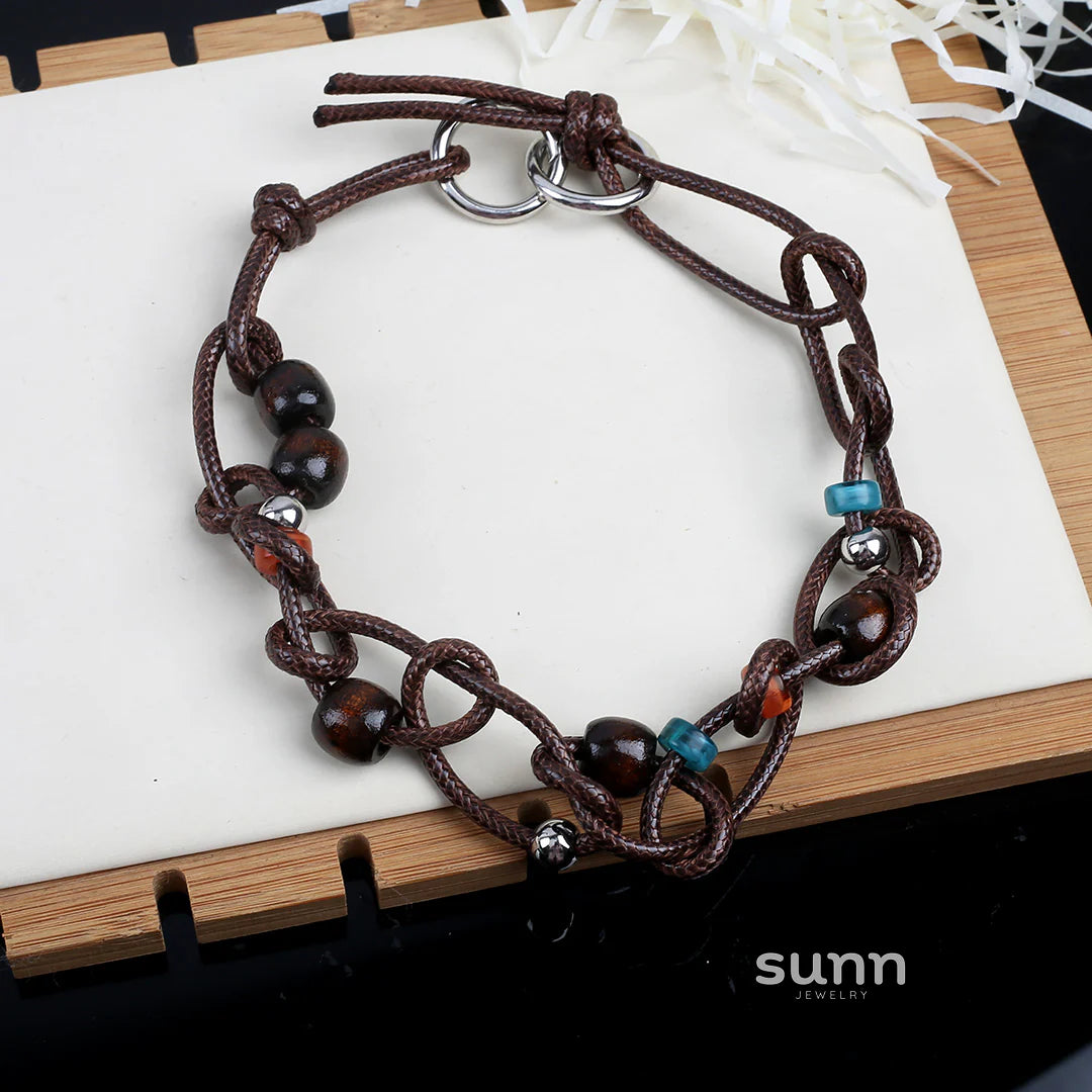 Bayla Suede Wood Bead Choker